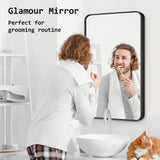 2 Set Wall Mirror Rectangular Aluminum Frame Bathroom 60x80cm BLACK