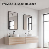 2 Set Wall Mirror Rectangular Aluminum Frame Bathroom 60x80cm BLACK