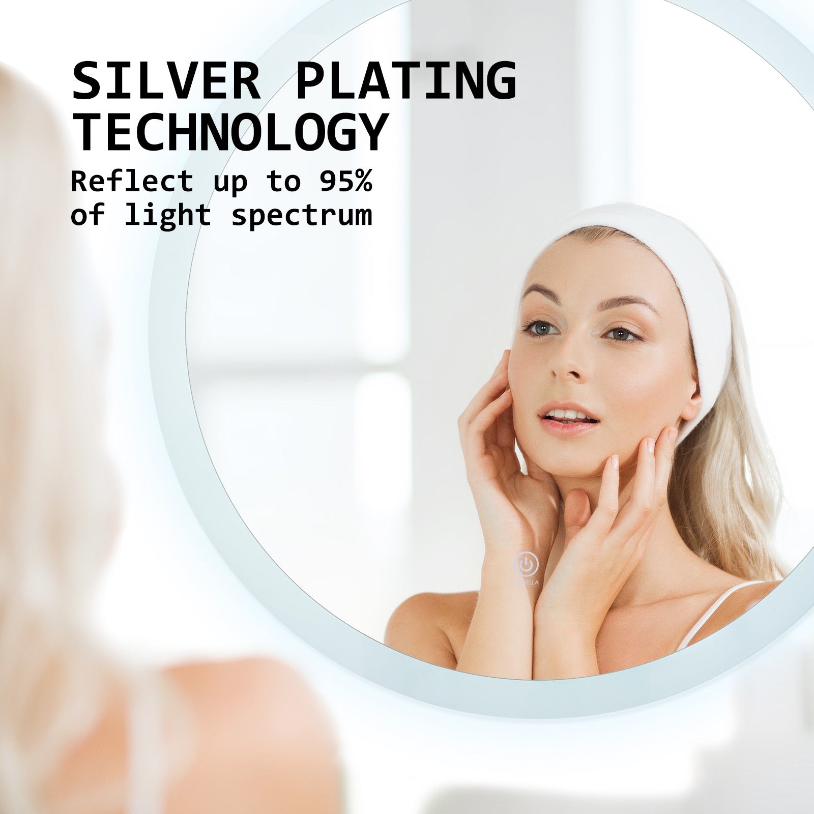Mirrors: LED Wall Mirror Round Anti-Fog Bathroom 50cm