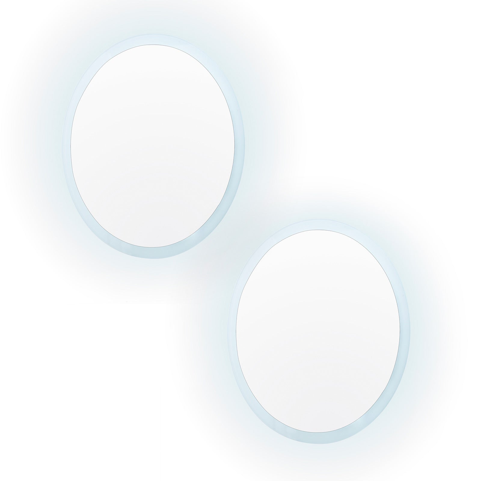 Mirrors: 2 Set LED Wall Mirror Round Anti-Fog Bathroom 50cm