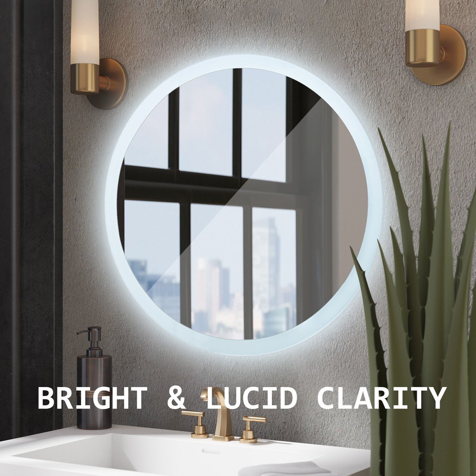Mirrors: 2 Set LED Wall Mirror Round Anti-Fog Bathroom 50cm