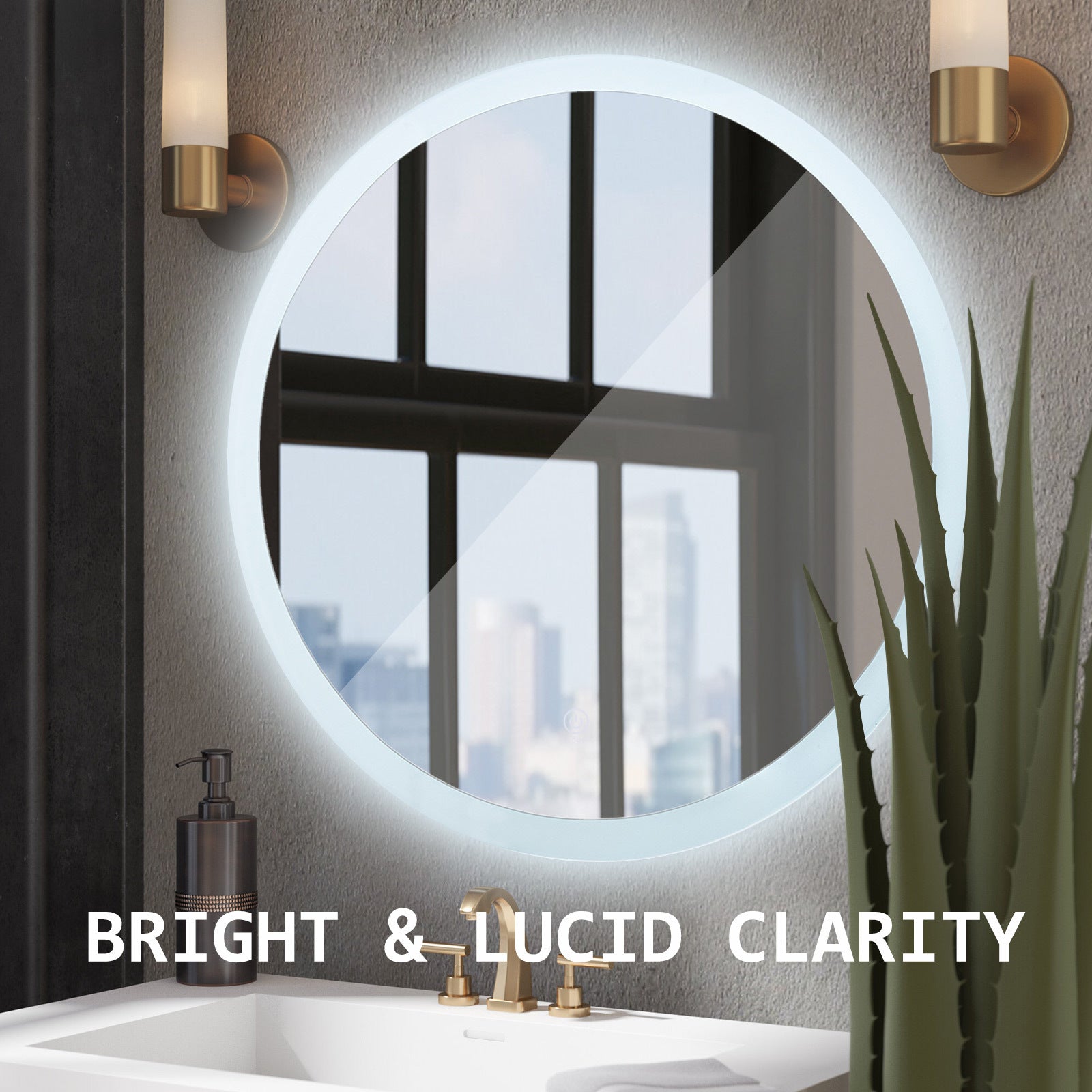 Mirrors: LED Wall Mirror Round Anti-Fog Bathroom 70cm