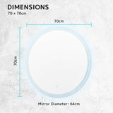 Mirrors: LED Wall Mirror Round Anti-Fog Bathroom 70cm