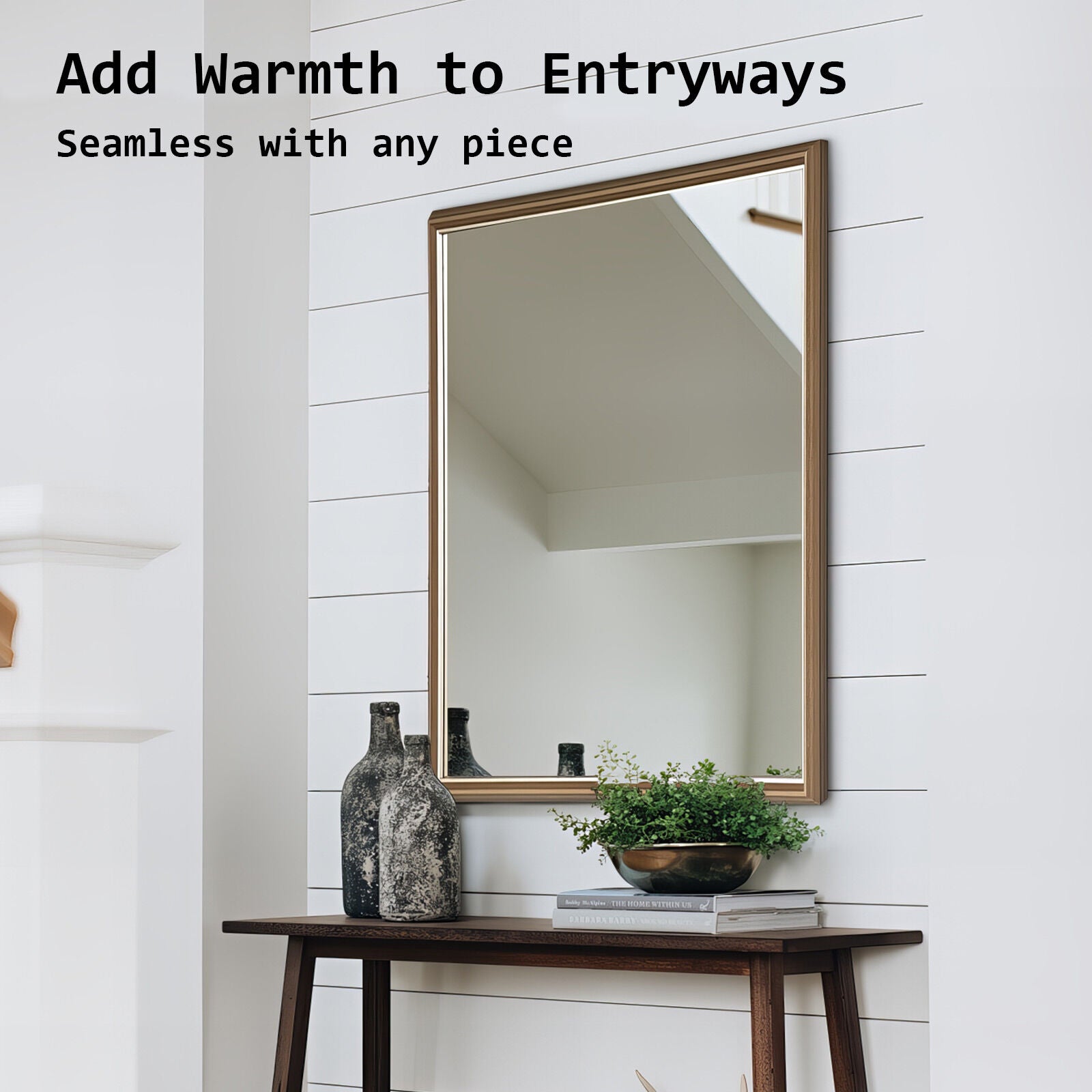 Mirrors: Wall Mirror Rectangular Frame Bathroom 70x90cm Antique Brown
