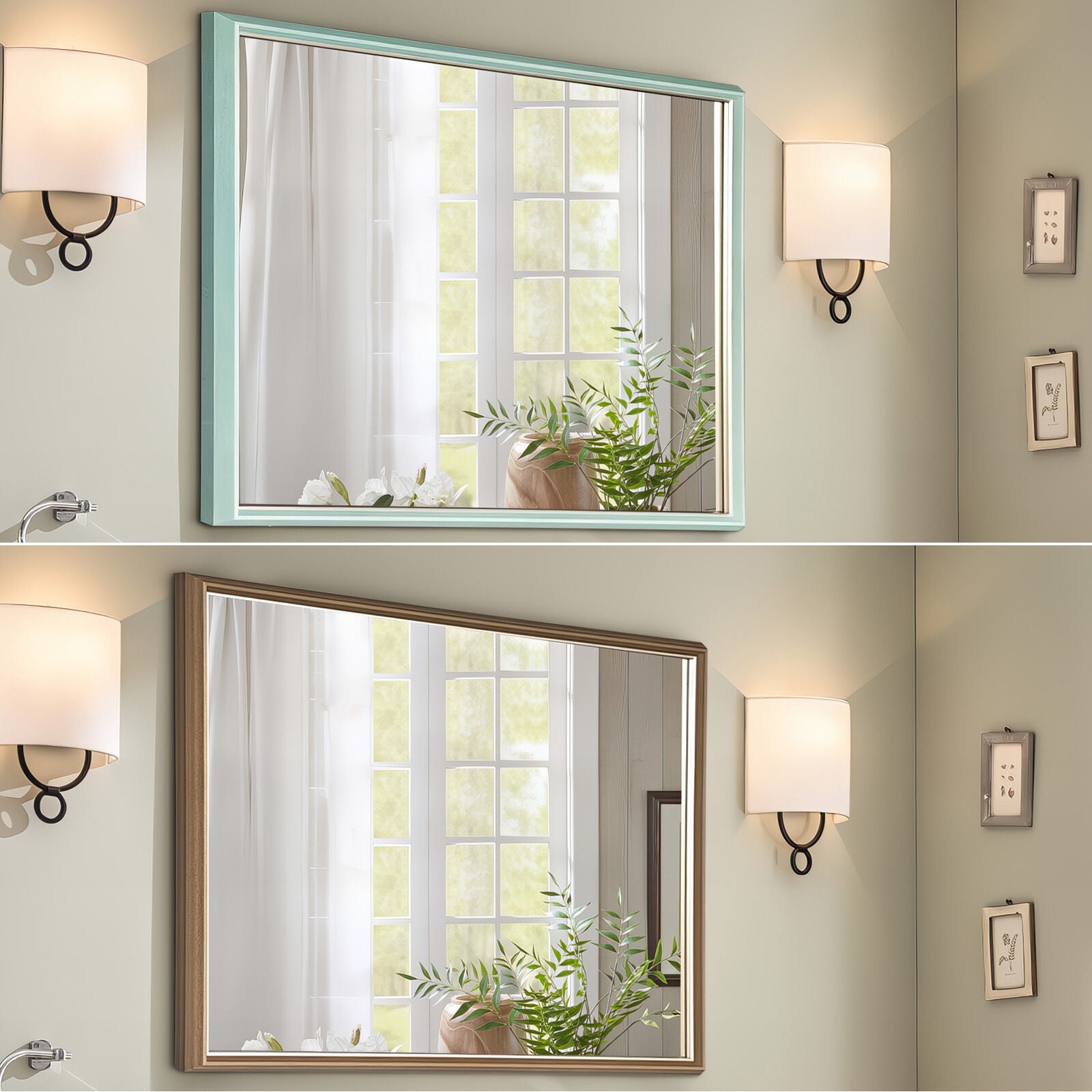 Mirrors: Wall Mirror Rectangular Frame Bathroom 70x90cm Antique Brown