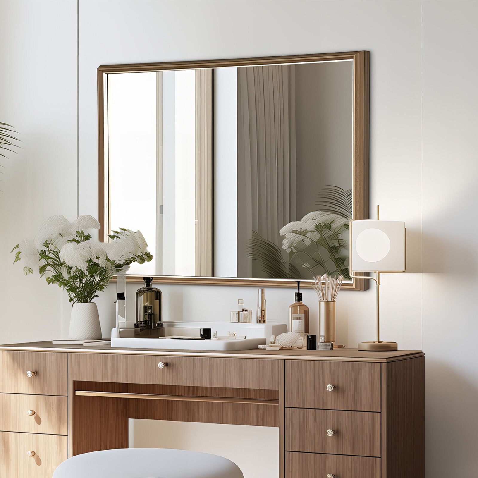 Mirrors: 2 Set Wall Mirror Rectangular Frame Bathroom 70x90cm Antique Brown