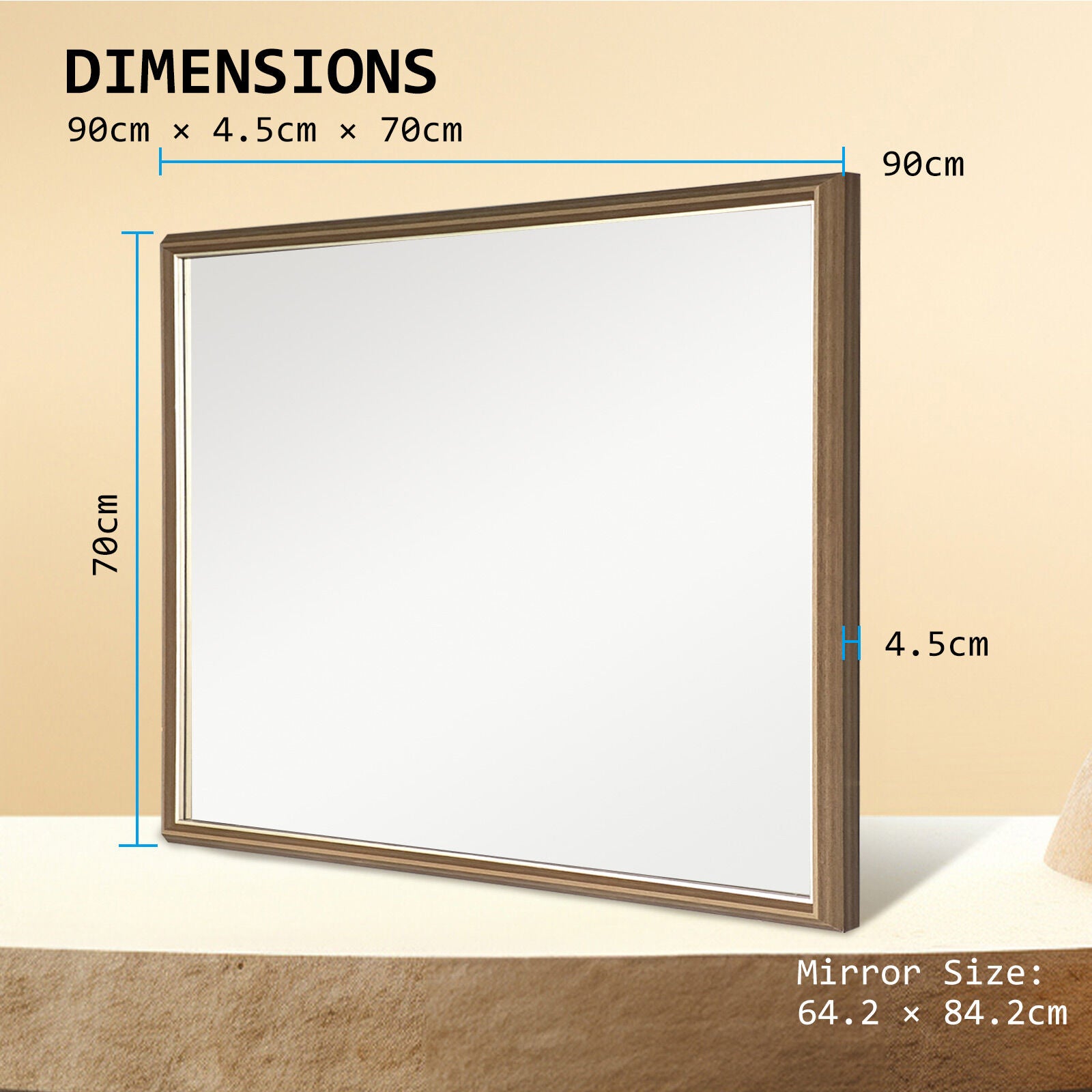 Mirrors: 2 Set Wall Mirror Rectangular Frame Bathroom 70x90cm Antique Brown