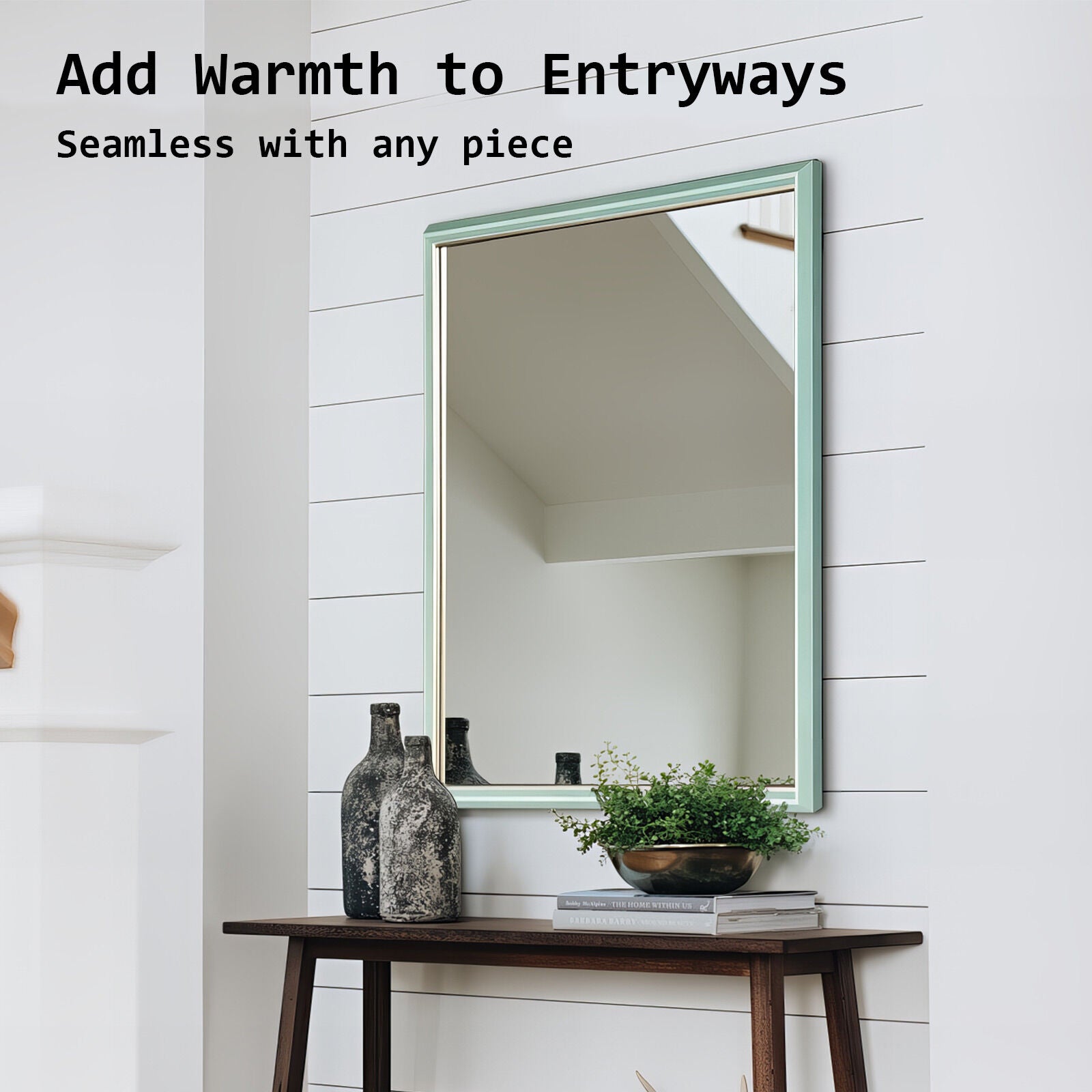 Mirrors: Wall Mirror Rectangular Frame Bathroom 70x90cm Turquoise