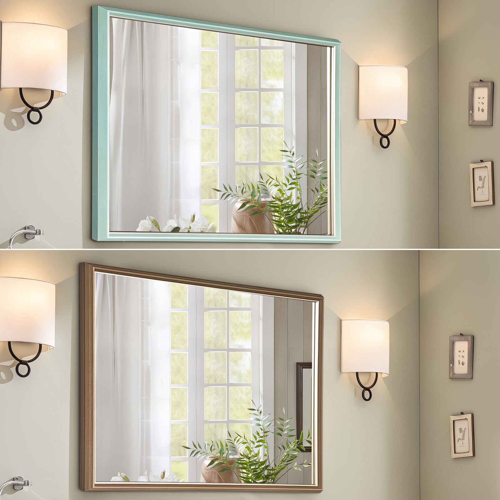 Mirrors: Wall Mirror Rectangular Frame Bathroom 70x90cm Turquoise