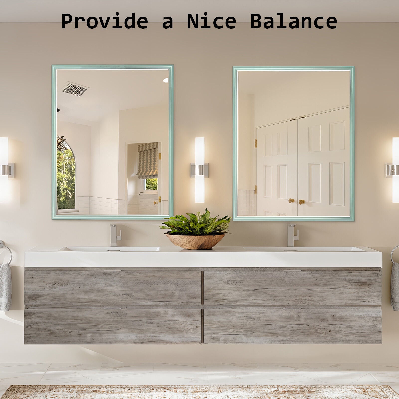 Mirrors: Wall Mirror Rectangular Frame Bathroom 70x90cm Turquoise
