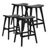 Table & Bar Stools: 4X Wooden Bar Stool Padded PU Leather Dining Chair KANSO 65cm BLACK