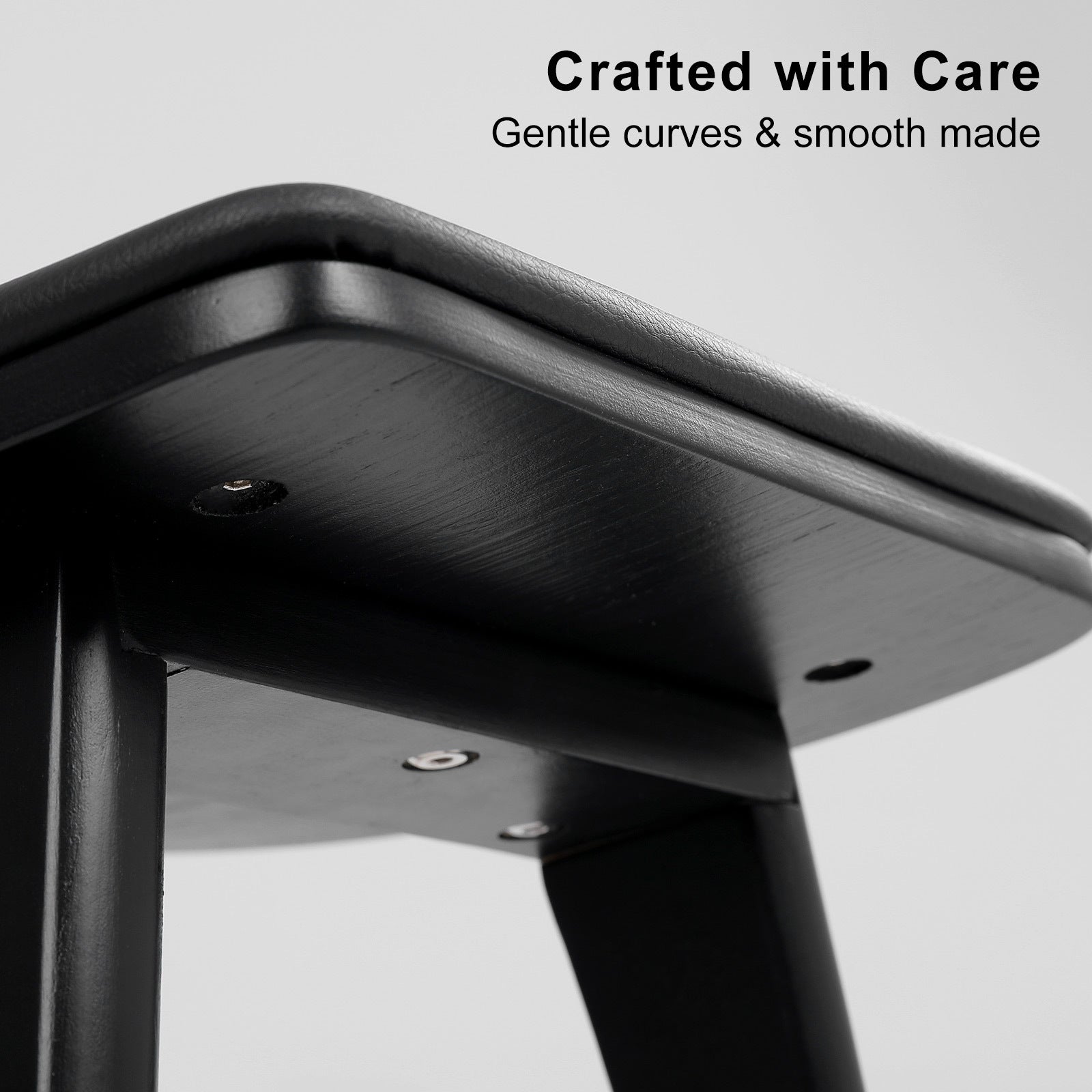 Table & Bar Stools: 4X Wooden Bar Stool Padded PU Leather Dining Chair KANSO 65cm BLACK