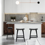 Table & Bar Stools: 4X Wooden Bar Stool Padded PU Leather Dining Chair KANSO 65cm BLACK