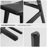 Table & Bar Stools: 4X Wooden Bar Stool Padded PU Leather Dining Chair KANSO 65cm BLACK