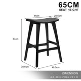Table & Bar Stools: 4X Wooden Bar Stool Padded PU Leather Dining Chair KANSO 65cm BLACK
