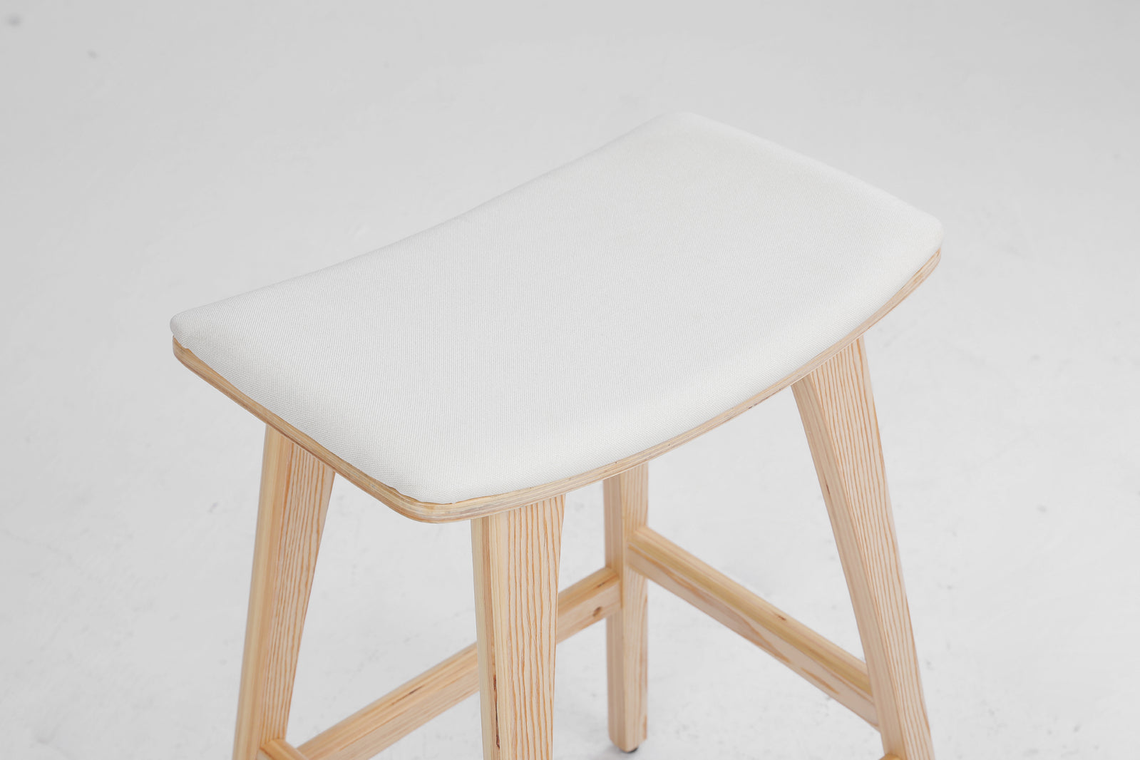 Table & Bar Stools: 4X Wooden Bar Stool Padded Fabric Dining Chair KANSO 65cm BEIGE
