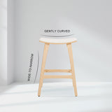 Table & Bar Stools: 4X Wooden Bar Stool Padded Fabric Dining Chair KANSO 65cm BEIGE