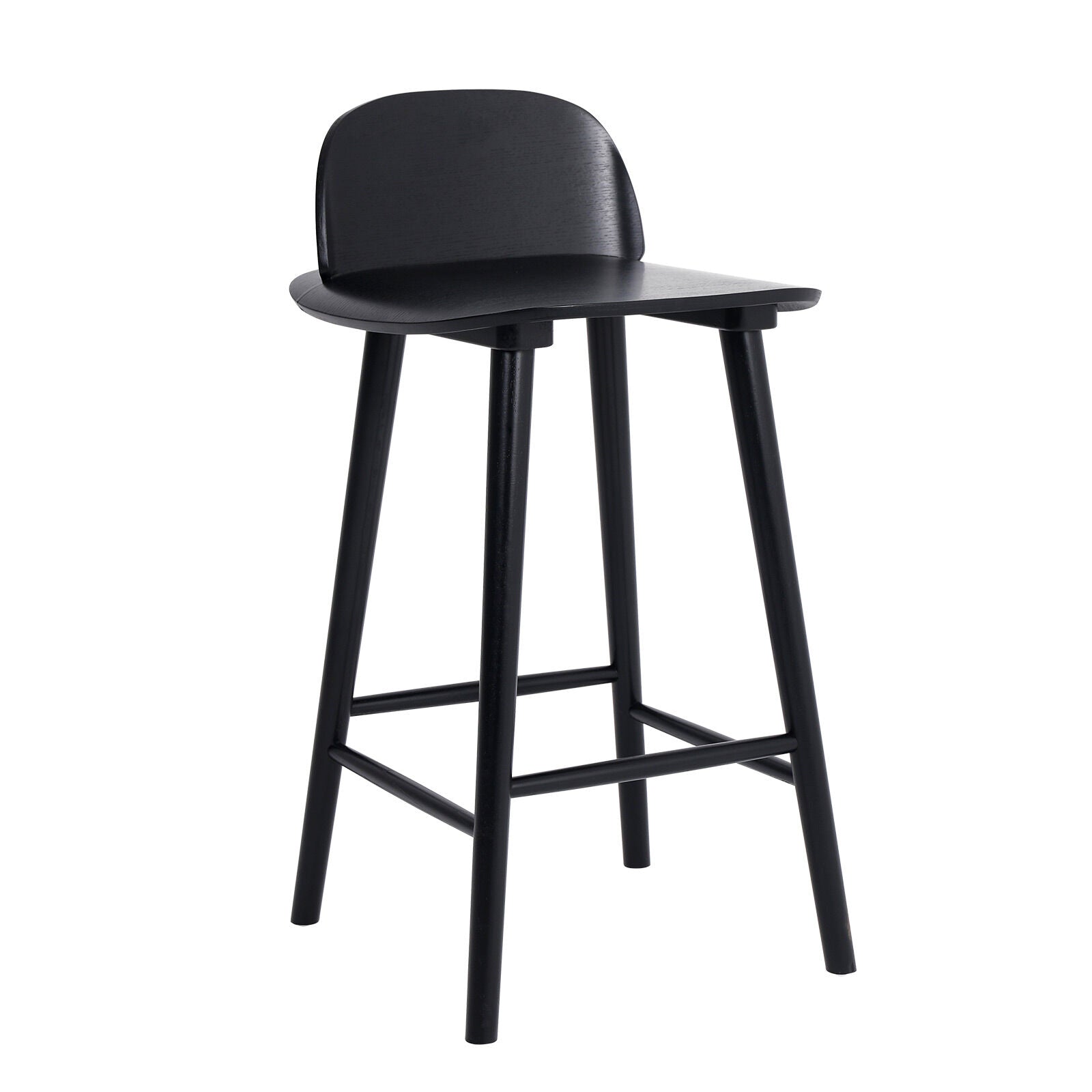 Table & Bar Stools: Wooden Bar Stool Dining Chair Ash Wood ELISE 65cm BLACK
