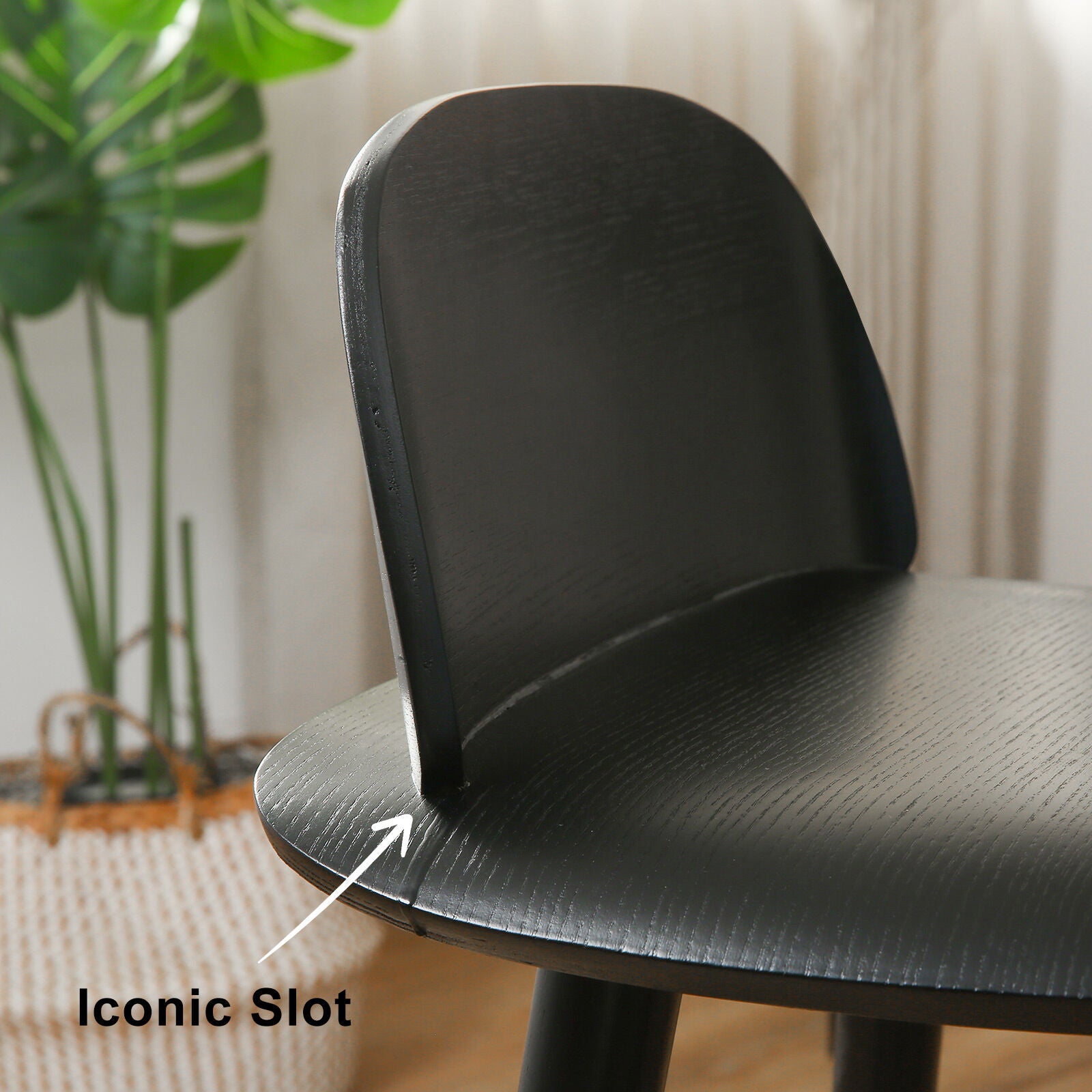 Table & Bar Stools: Wooden Bar Stool Dining Chair Ash Wood ELISE 65cm BLACK