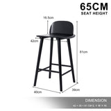 Table & Bar Stools: Wooden Bar Stool Dining Chair Ash Wood ELISE 65cm BLACK