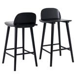 2X Wooden Bar Stool Dining Chair Ash Wood ELISE 65cm BLACK