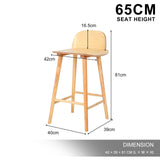 Table & Bar Stools: Wooden Bar Stool Dining Chair Ash Wood ELISE 65cm