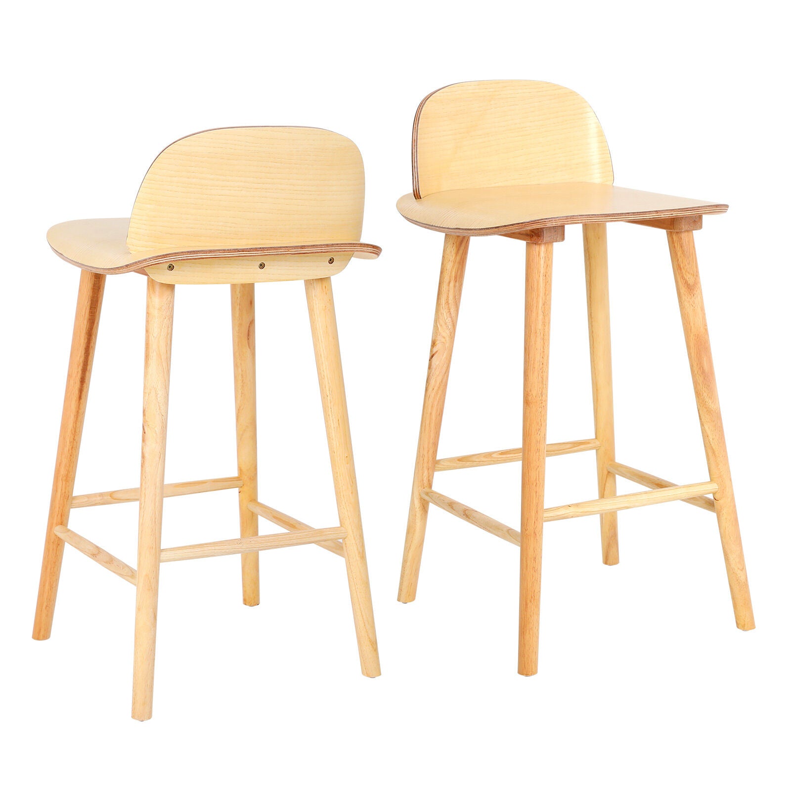 Table & Bar Stools: 2X Wooden Bar Stool Dining Chair Ash Wood ELISE 65cm