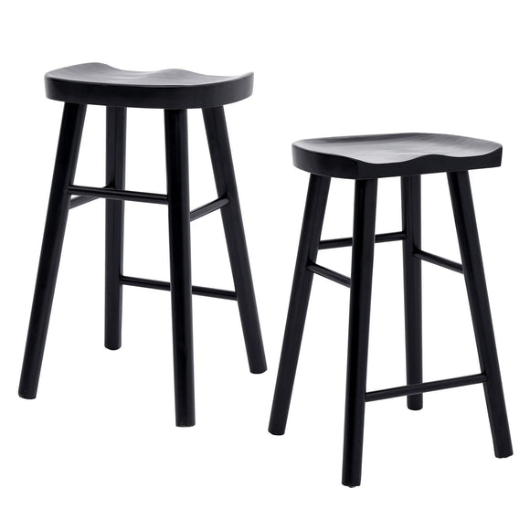 2X Wooden Bar Stool Dining Chair Pine Wood FRIDA 65cm BLACK