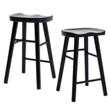 2X Wooden Bar Stool Dining Chair Pine Wood FRIDA 65cm BLACK