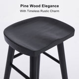 Table & Bar Stools: 4X Wooden Bar Stool Dining Chair Pine Wood FRIDA 65cm BLACK