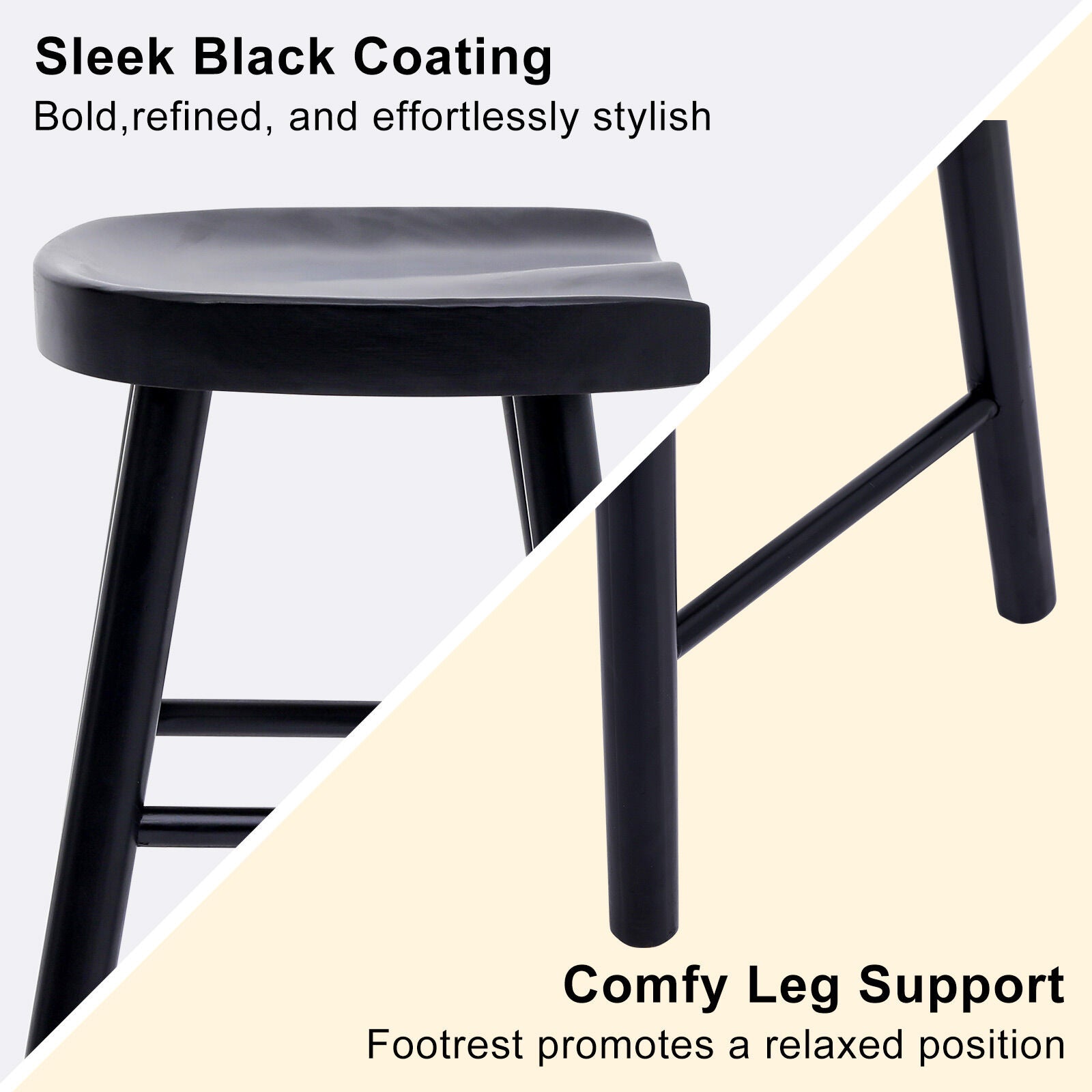 Table & Bar Stools: 4X Wooden Bar Stool Dining Chair Pine Wood FRIDA 65cm BLACK