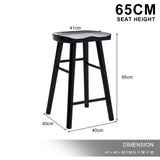 Table & Bar Stools: 4X Wooden Bar Stool Dining Chair Pine Wood FRIDA 65cm BLACK