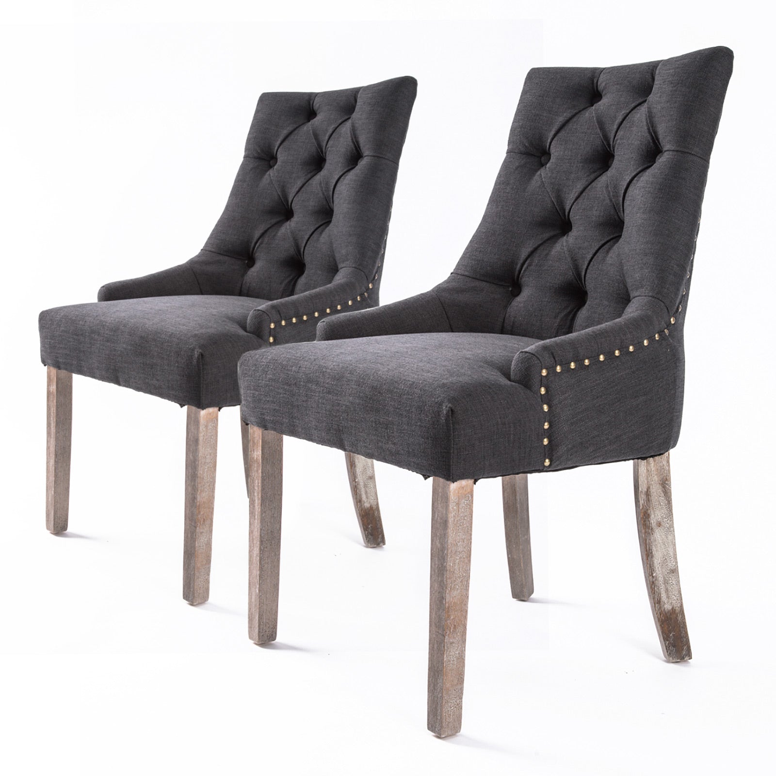 Kitchen & Dining Chairs: 2X French Provincial Dining Chair Oak Leg AMOUR BLACK