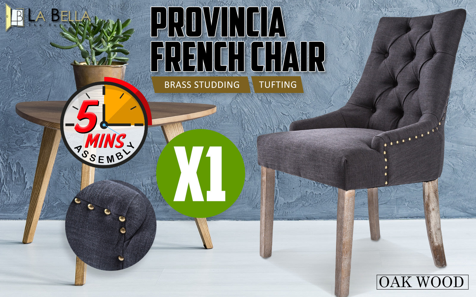 Kitchen & Dining Chairs: French Provincial Dining Chair Oak Leg AMOUR BLACK