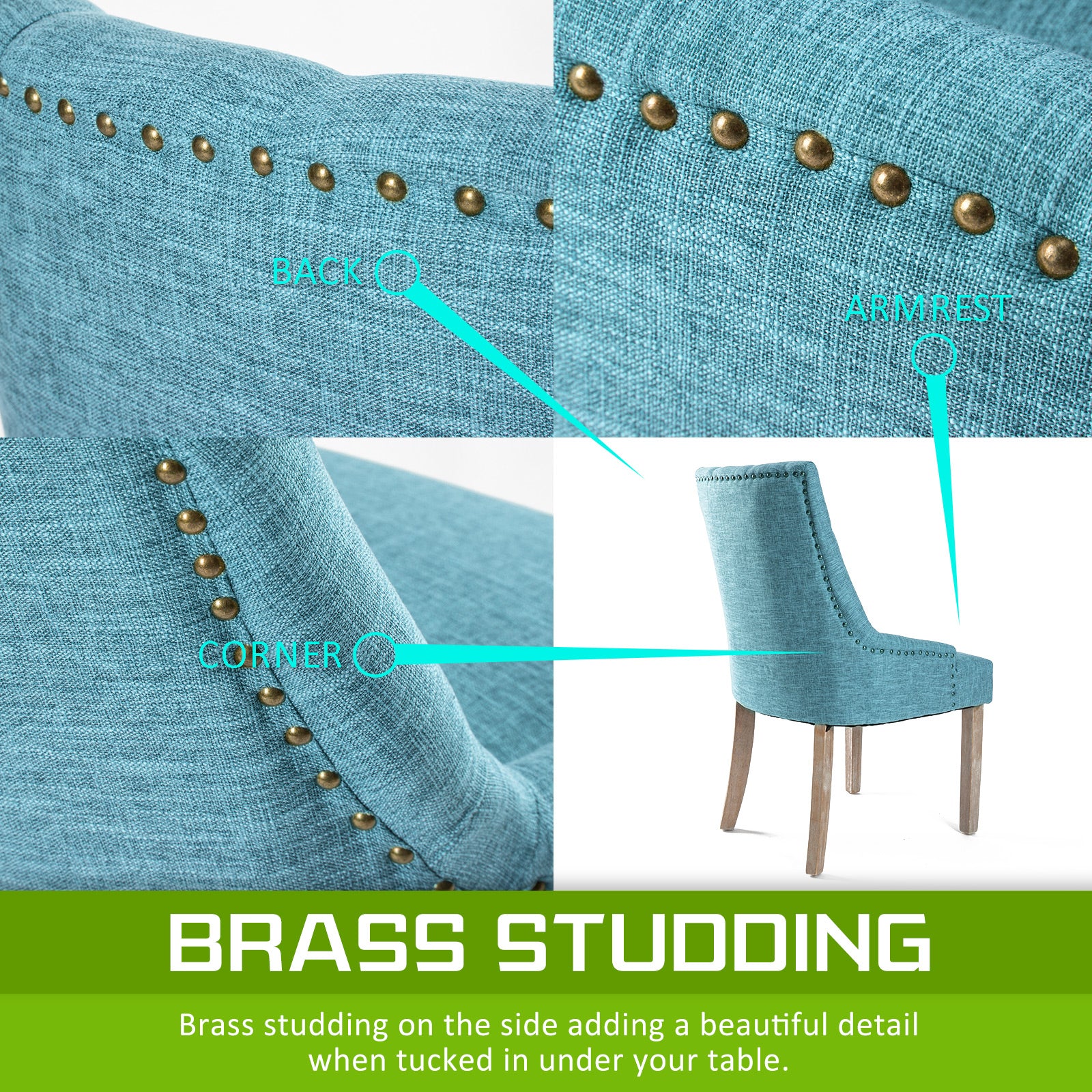 Kitchen & Dining Chairs: French Provincial Dining Chair Oak Leg AMOUR BLUE