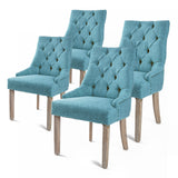 Kitchen & Dining Chairs: 4X French Provincial Dining Chair Oak Leg AMOUR BLUE
