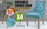 Kitchen & Dining Chairs: 4X French Provincial Dining Chair Oak Leg AMOUR BLUE