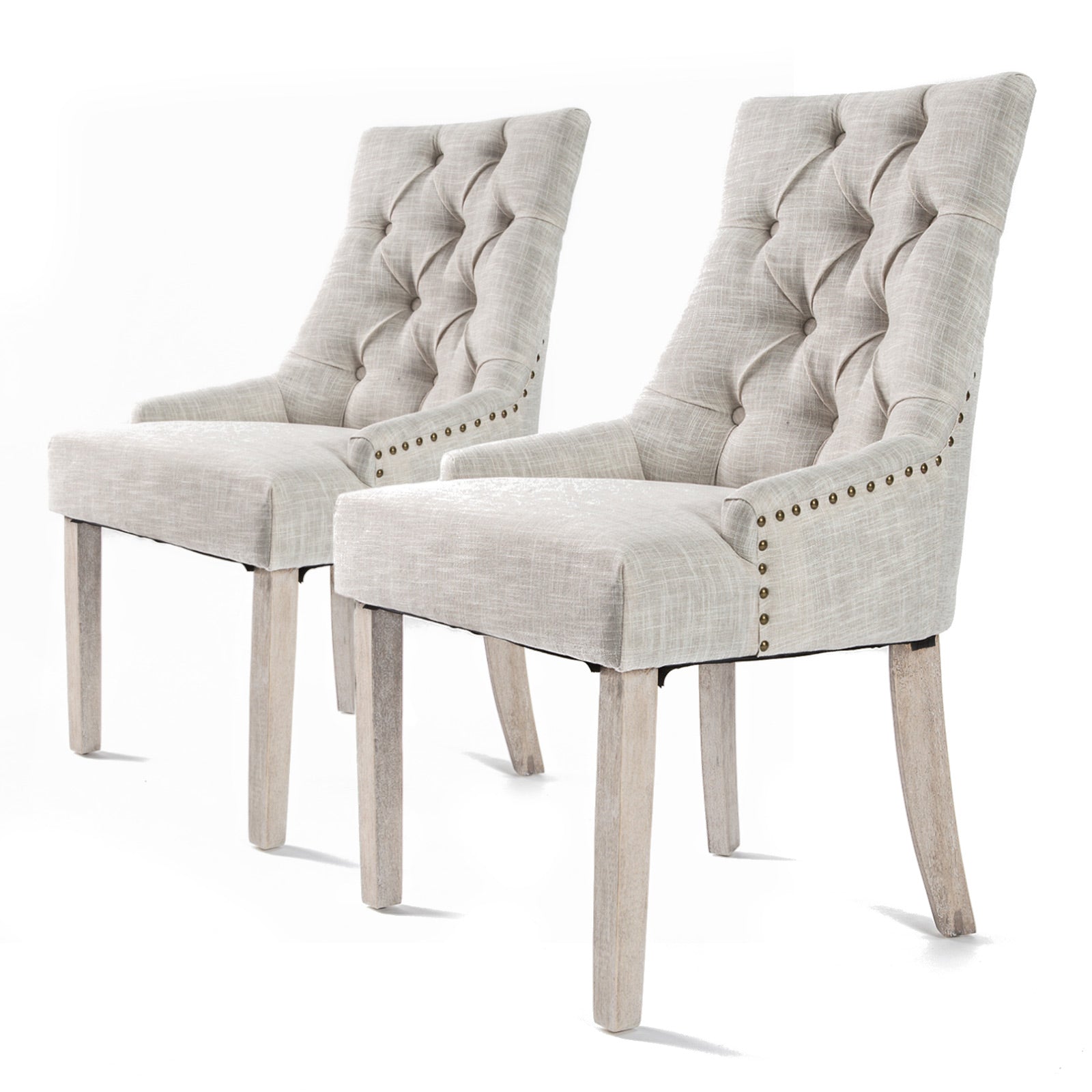 Kitchen & Dining Chairs: 2X French Provincial Dining Chair Oak Leg AMOUR CREAM