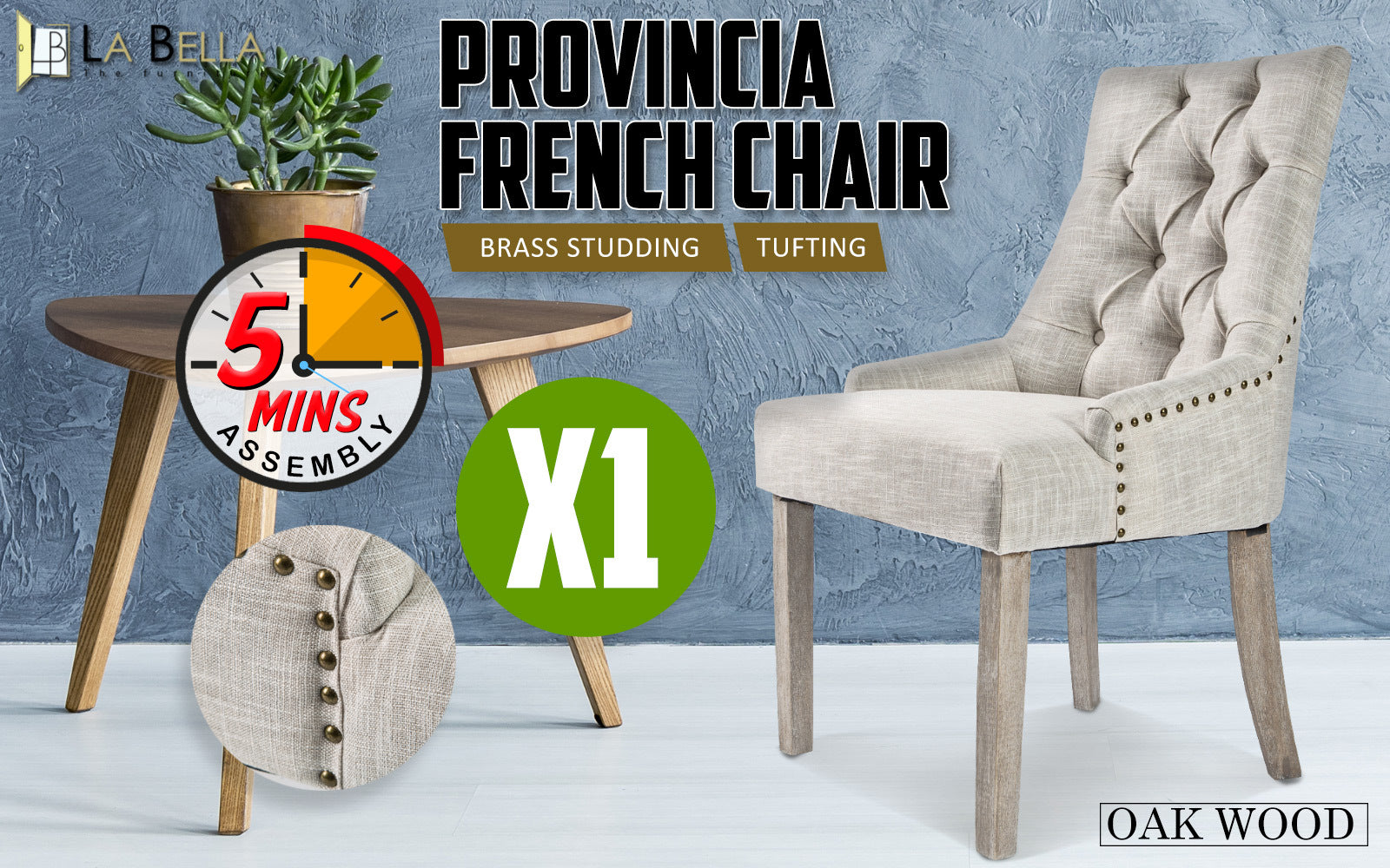 Kitchen & Dining Chairs: French Provincial Dining Chair Oak Leg AMOUR CREAM