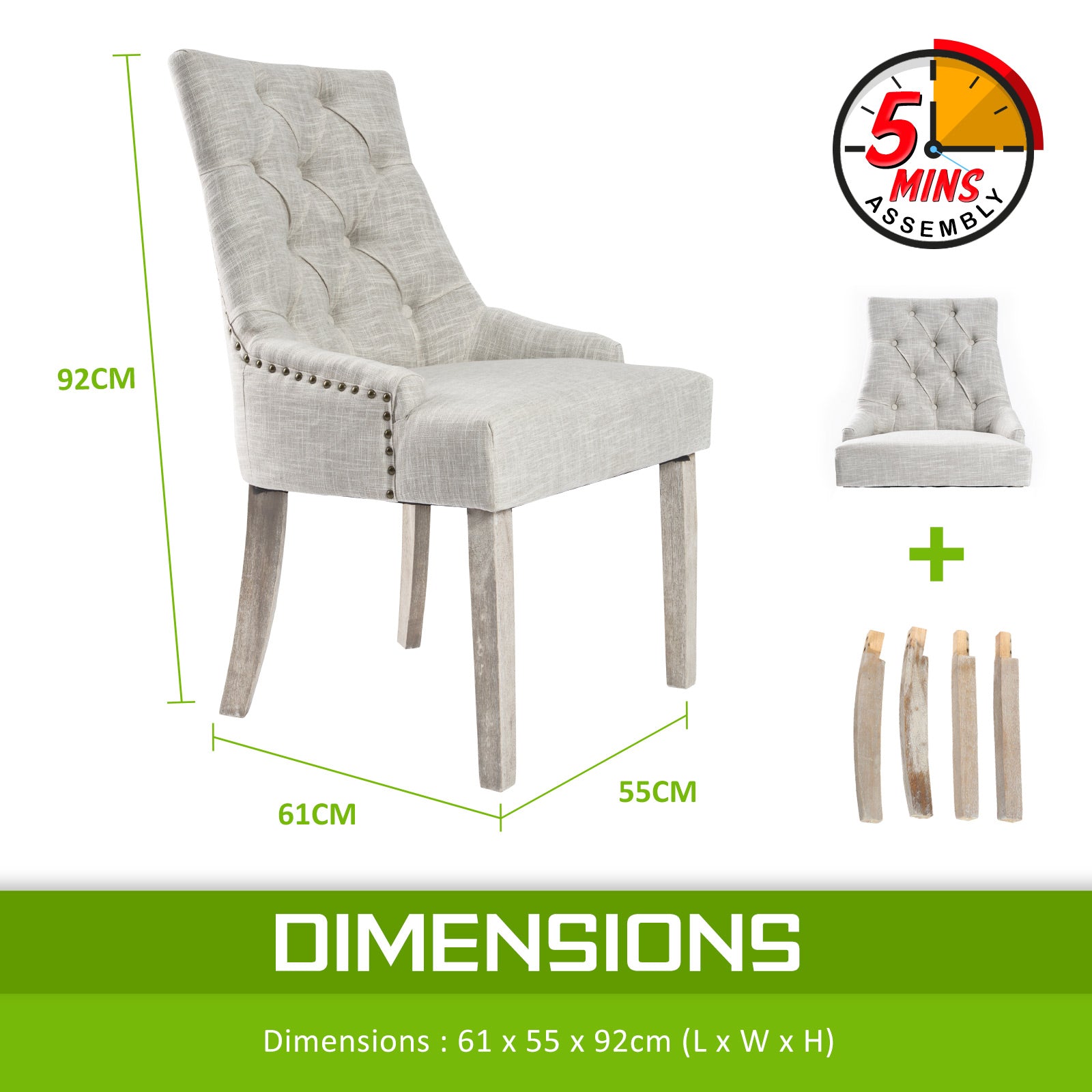 Kitchen & Dining Chairs: French Provincial Dining Chair Oak Leg AMOUR CREAM