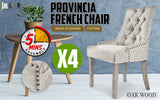 Kitchen & Dining Chairs: 4X French Provincial Dining Chair Oak Leg AMOUR CREAM