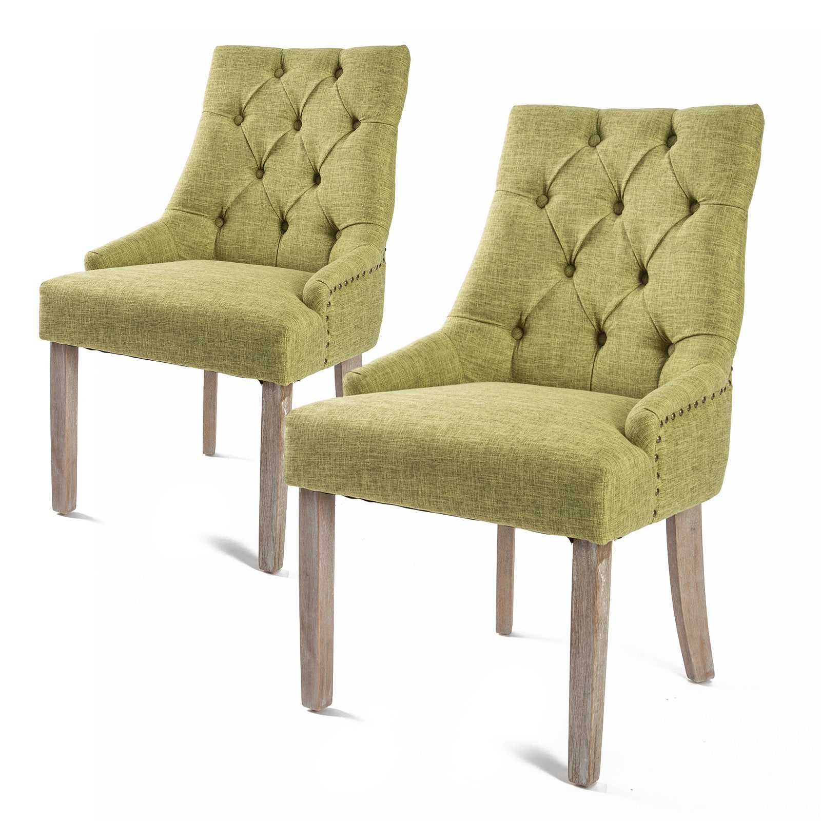 Kitchen & Dining Chairs: 2X French Provincial Dining Chair Oak Leg AMOUR GREEN