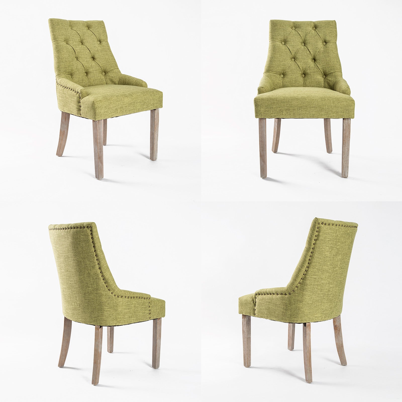 Kitchen & Dining Chairs: 2X French Provincial Dining Chair Oak Leg AMOUR GREEN