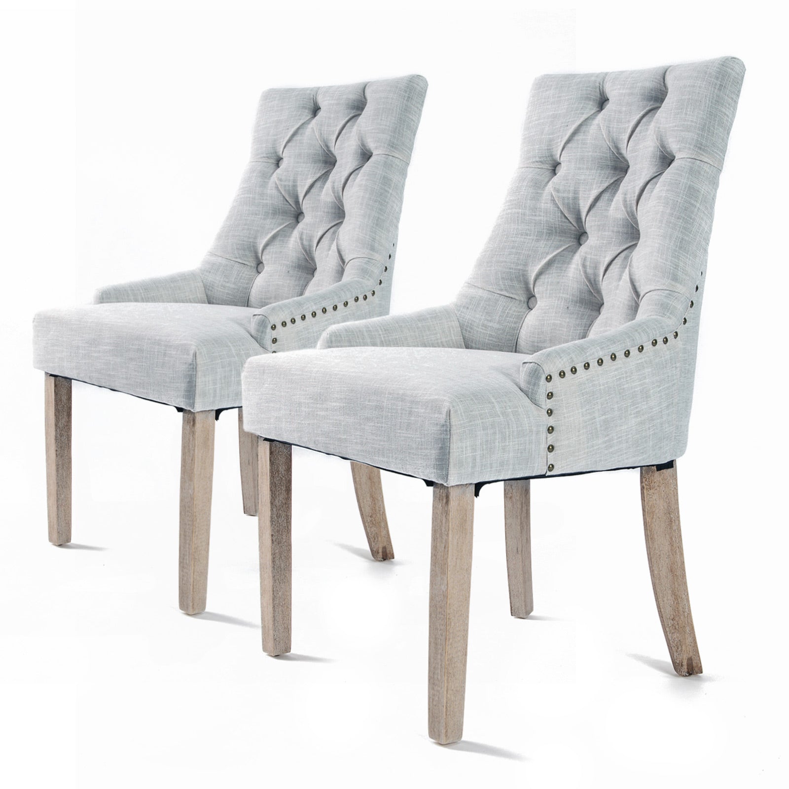 Kitchen & Dining Chairs: 2X French Provincial Dining Chair Oak Leg AMOUR GREY