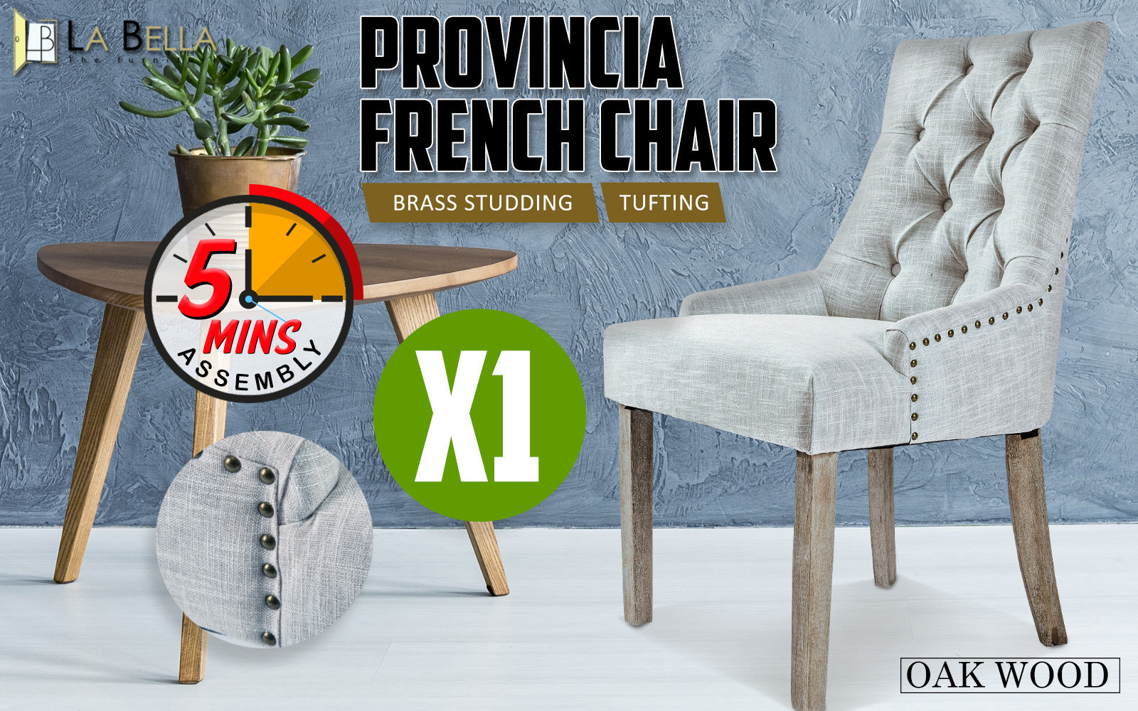 Kitchen & Dining Chairs: French Provincial Dining Chair Oak Leg AMOUR GREY