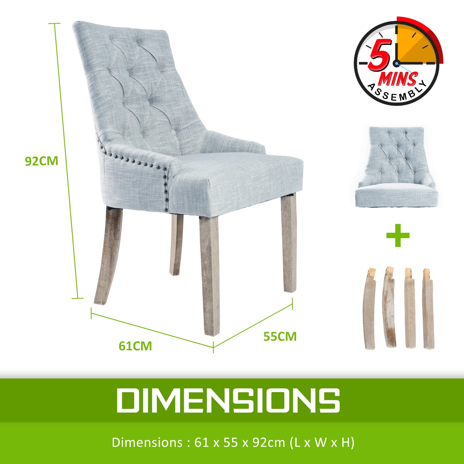 Kitchen & Dining Chairs: French Provincial Dining Chair Oak Leg AMOUR GREY