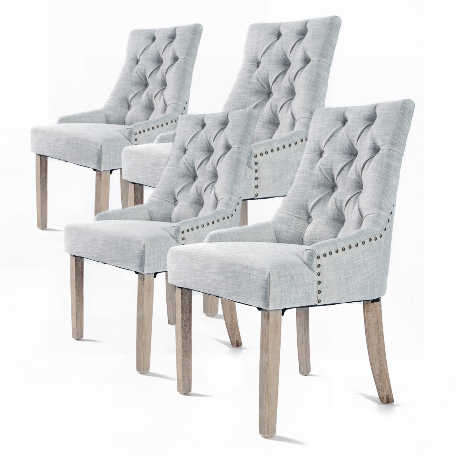 Kitchen & Dining Chairs: 4X French Provincial Dining Chair Oak Leg AMOUR GREY