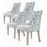Kitchen & Dining Chairs: 4X French Provincial Dining Chair Oak Leg AMOUR GREY