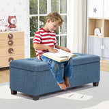 Ottomans & Footstools: Storage Ottoman Stool 102cm Fabric DARK BLUE