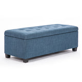 Ottomans & Footstools: Storage Ottoman Stool 102cm Fabric DARK BLUE